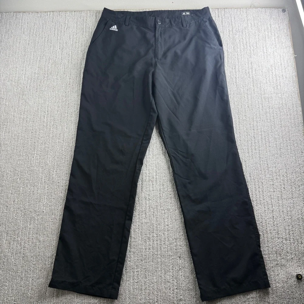 Adidas Climalite Mens Size 34x32 Black Golf Pants Performance Flat Front